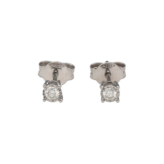 New 9ct White Gold & Diamond Set Stud Earrings. The earrings contain real natural diamonds which are 0.14ct but look like 0.26ct in the total set of earrings. The diamonds are each approximate clarity Si