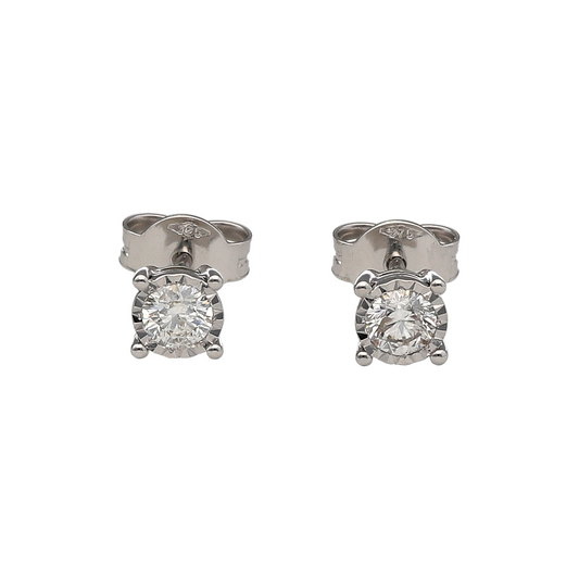 New 9ct White Gold & Diamond Set Stud Earrings. The earrings contain real natural diamonds which are 0.38ct but look like 0.70ct in the total set of earrings. The diamonds are each approximate clarity Si