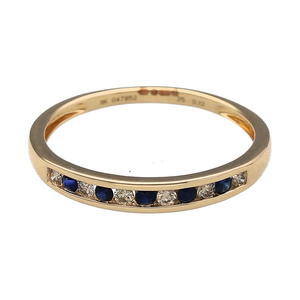 New 9ct Gold Diamond & Sapphire Set Band Ring