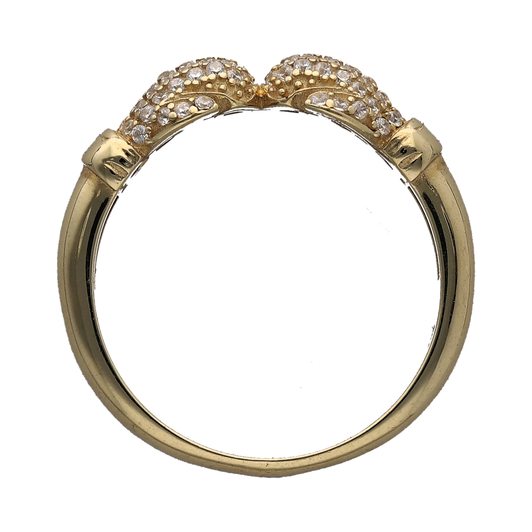 New 9ct Gold & Cubic Zirconia Set Double Boxing Glove Ring