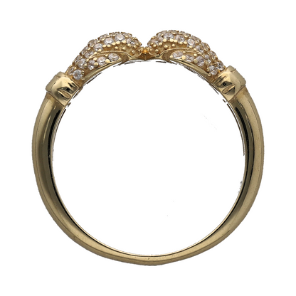 New 9ct Gold & Cubic Zirconia Set Double Boxing Glove Ring