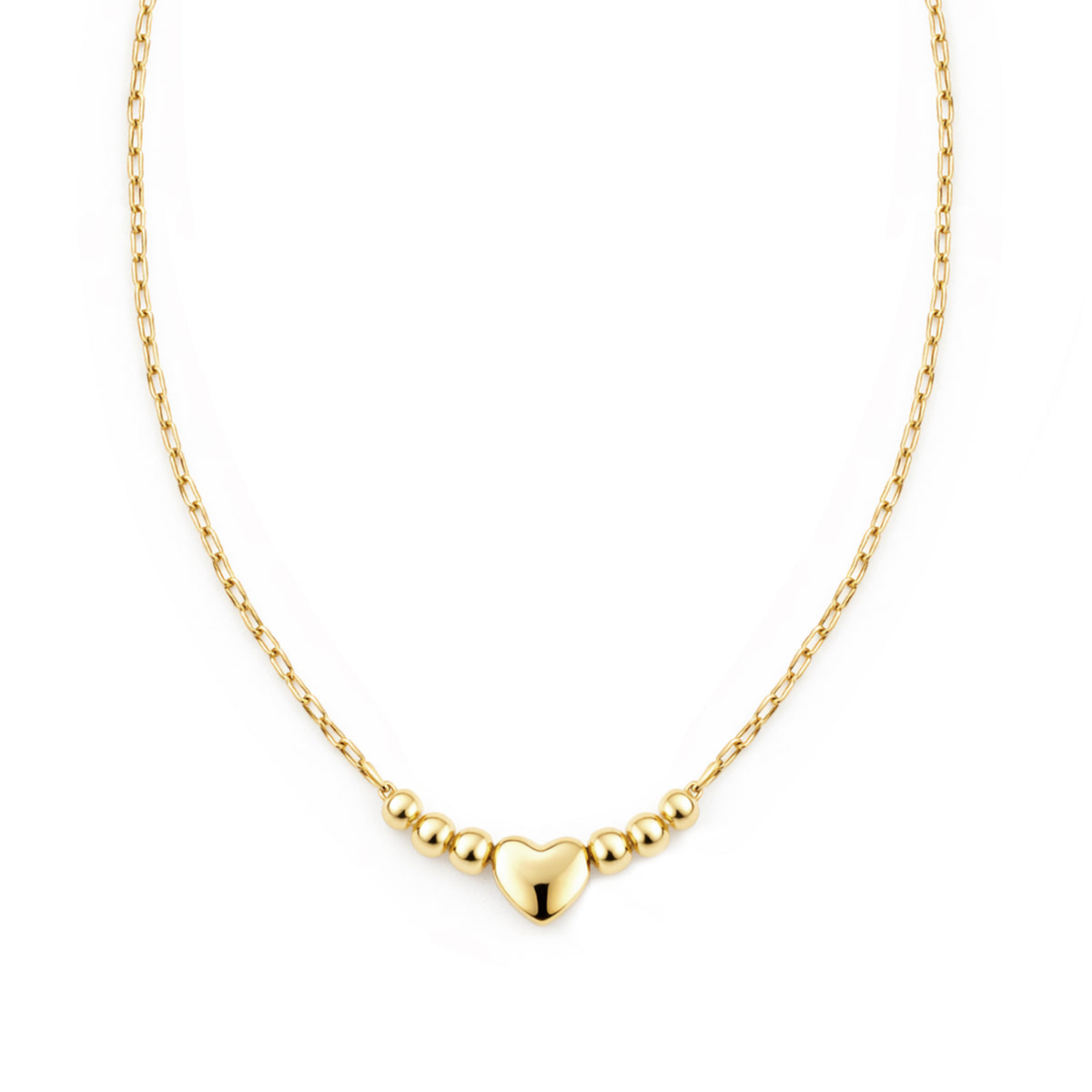 9ct Gold Heart Beaded 16" - 18" Necklace