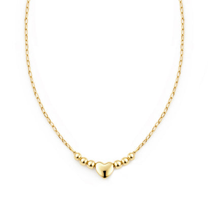 9ct Gold Heart Beaded 16" - 18" Necklace