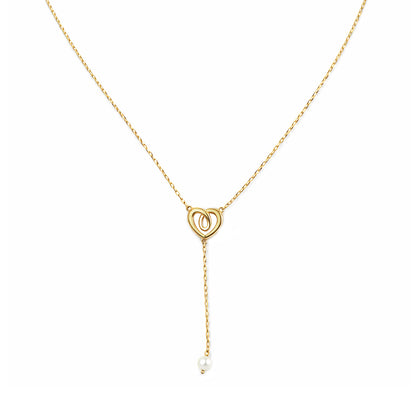 9ct Gold & Pearl Heart 16" - 18" Necklace