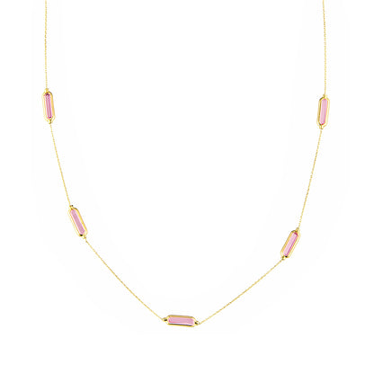9ct Gold & Pink Gemstone 16" - 18" Necklace