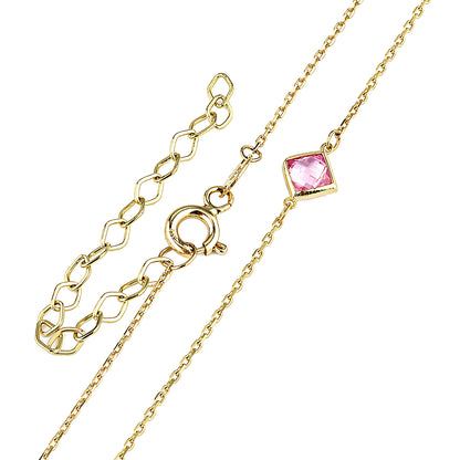 9ct Gold & Multi Coloured Gemstone 16" - 18" Necklace