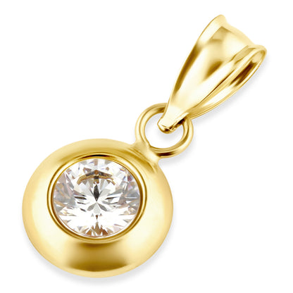 9ct Gold & Cubic Zirconia Round Pendant