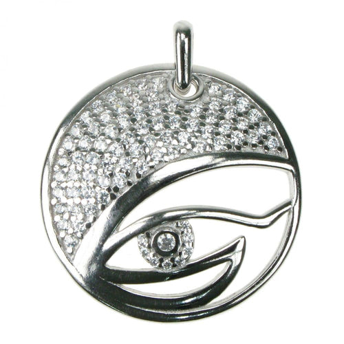 New 925 Silver & Cubic Zirconia fancy Eye Pendant on an 18