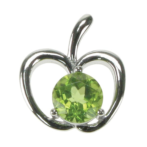 New 925 Silver & Peridot Set Apple Pendant on an 18