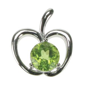 New 925 Silver &amp; Peridot Set Apple Pendant on an 18" fine pendant chain