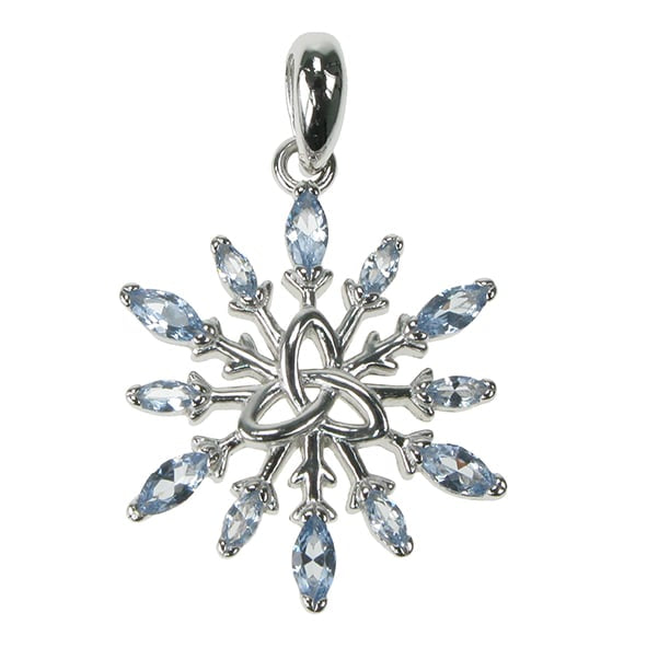 925 Silver & Blue Topaz Triquetra 18" Necklace