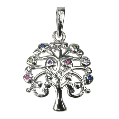 New 925 Silver Multi Stone Tree of Life Pendant on an 18