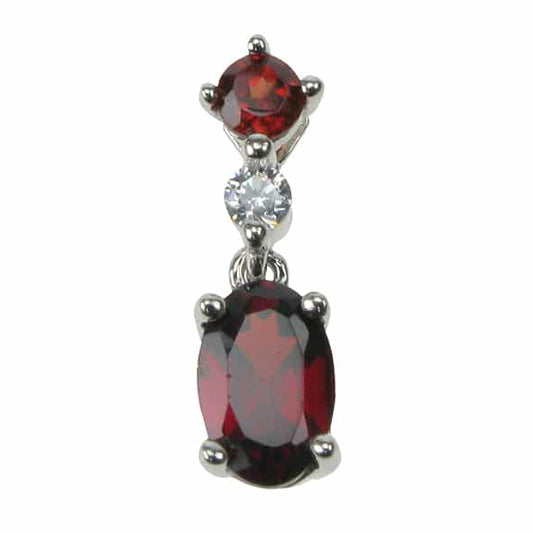 925 Silver Garnet & Cubic Zirconia Set 18" Necklace