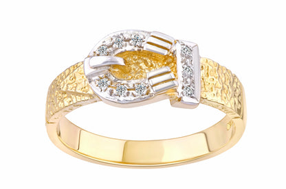 9ct Gold & Cubic Zirconia Buckle Ring