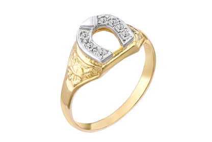9ct Gold & Cubic Zirconia Horseshoe Ring