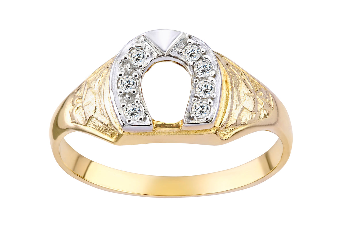9ct Gold & Cubic Zirconia Horseshoe Ring
