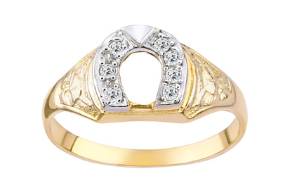 9ct Gold & Cubic Zirconia Horseshoe Ring