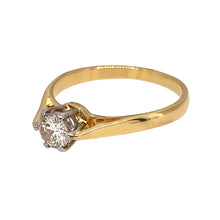 Load image into Gallery viewer, Preowned 18ct Yellow and White Gold &amp; Diamond Set Solitaire Ring in size M with the weight 2.40 grams. The brilliant cut Diamond is approximately 36pt with approximate clarity VS2 - Si1 and colour J - L
