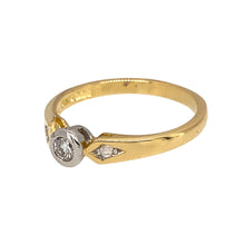 Load image into Gallery viewer, Preowned 18ct Yellow and White Gold &amp; Diamond Set Solitaire Ring in size J with the weight 2.30 grams. The Diamond is approximately 15pt 
