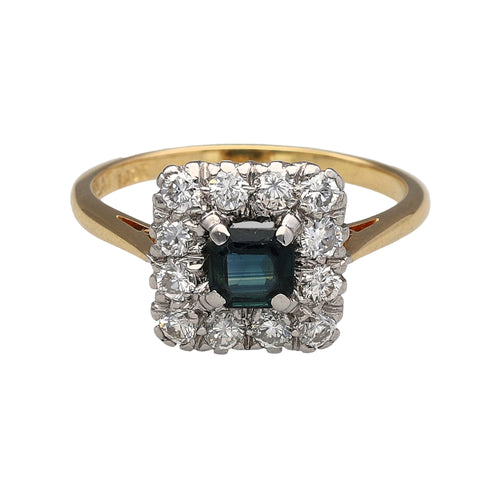 18ct Gold Diamond & Sapphire Set Cluster Ring