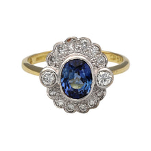 Load image into Gallery viewer, 18ct Gold Diamond &amp; Sapphire Set Cluster Ring
