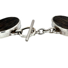 Load image into Gallery viewer, Preowned 925 Silver &amp; Wooden Stone Set 7.5&quot; Bracelet with the weight 47.40 grams. The wooden stones are each 24m by 16mm
