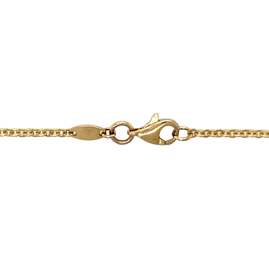 New 9ct Yellow Gold & Circle Cubic Zirconia Set 18" Necklace with the weight 3.90 grams. The five cubic zirconia stones are each 4mm diameter 