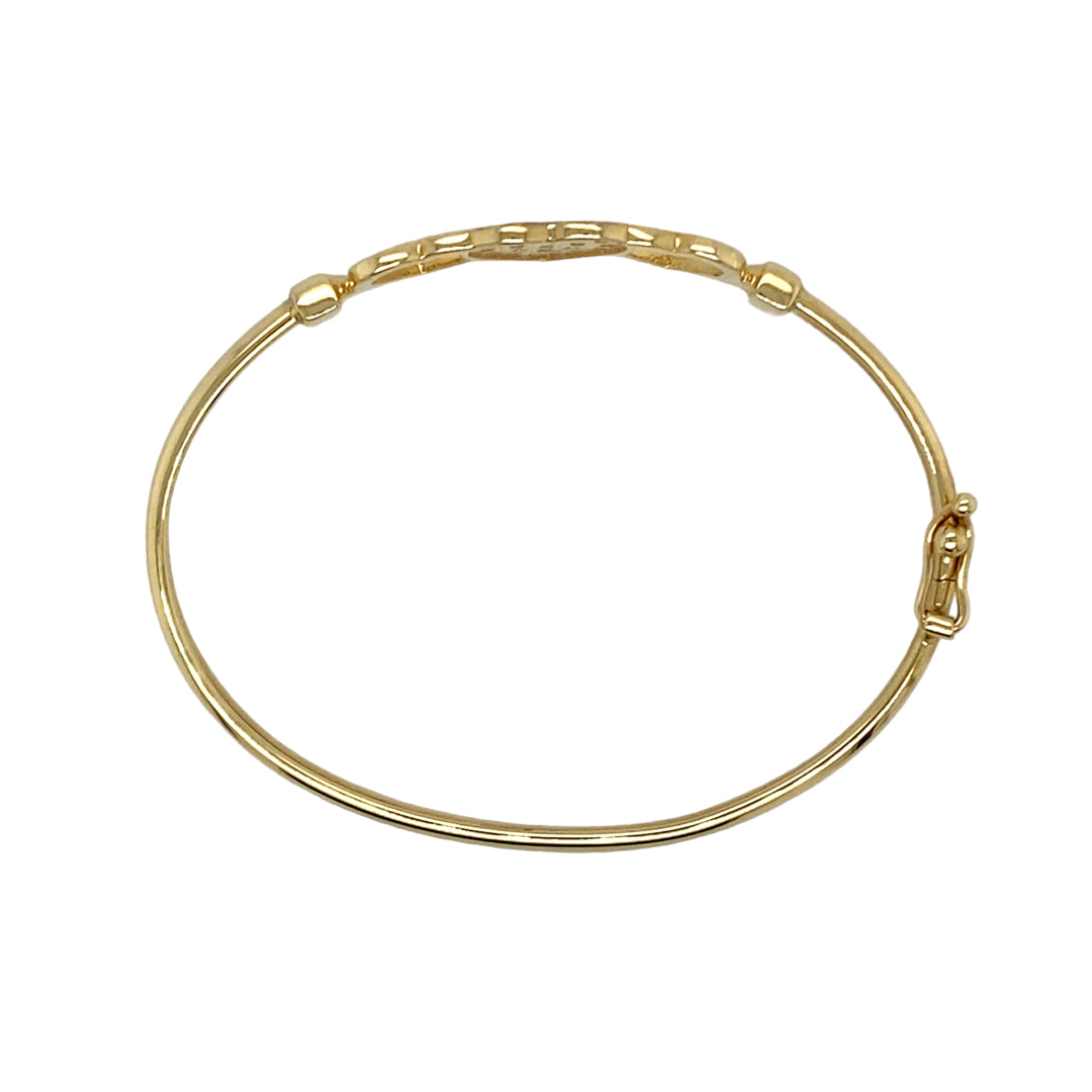 New 9ct Gold & Cubic Zirconia Set Heart Hinged Bangle