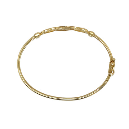 New 9ct Gold & Cubic Zirconia Set Heart Hinged Bangle