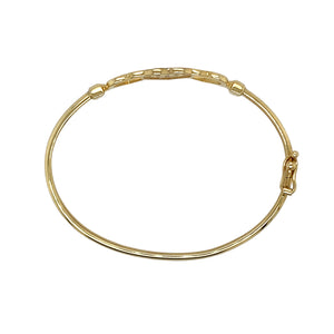 New 9ct Gold & Cubic Zirconia Set Heart Hinged Bangle