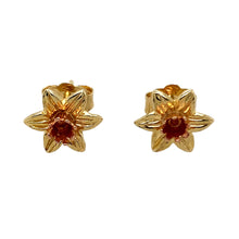 Load image into Gallery viewer, Preowned 9ct Yellow and Rose Gold Clogau Daffodil Stud Earrings with the weight 1.60 grams. The butterfly backs are not Clogau
