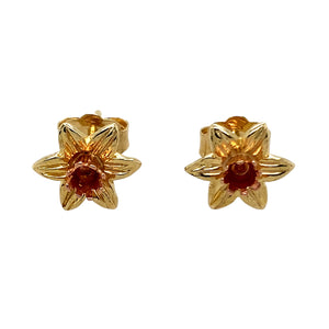 Preowned 9ct Yellow and Rose Gold Clogau Daffodil Stud Earrings with the weight 1.60 grams. The butterfly backs are not Clogau