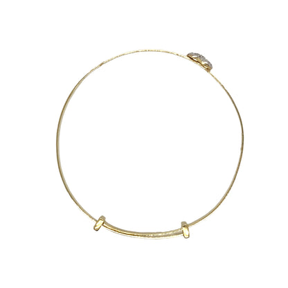 New 9ct Gold & Cubic Zirconia Set Heart ID Expander Baby Bangle
