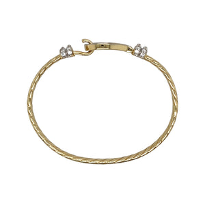 New 9ct Solid Gold & Cubic Zirconia Set Twisted Horseshoe Baby Bangle