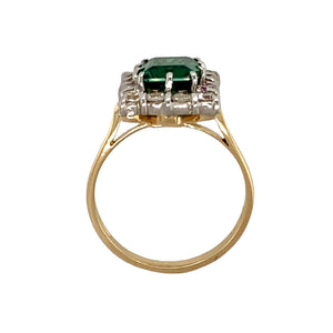 9ct Gold Green Stone & Cubic Zirconia Set Dress Ring