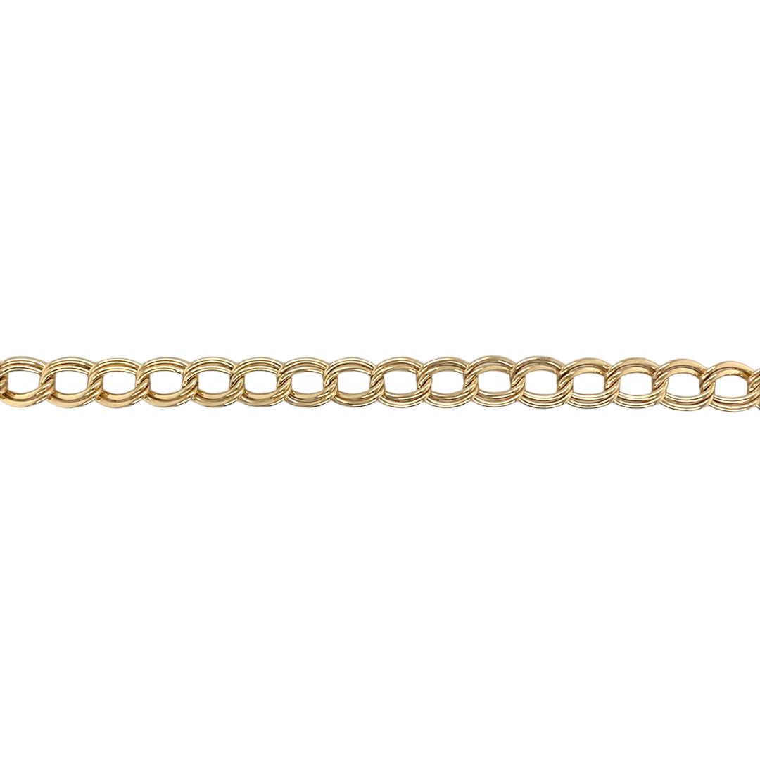 9ct Gold 7.25" Hollow Open Curb Bracelet