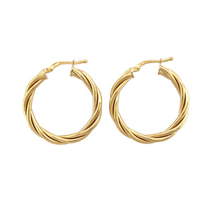 9ct Gold Twisted Hoop Creole Earrings