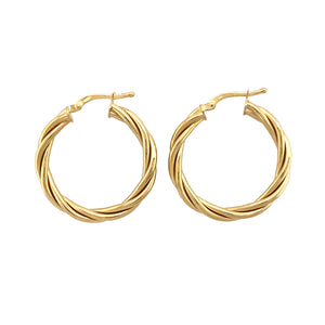 9ct Gold Twisted Hoop Creole Earrings