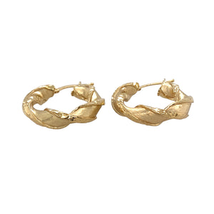 New 9ct Yellow Gold Ribbon Twisted Hoop Creole Earrings with the weight 1.88 grams