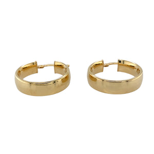 New 9ct Yellow Gold Wide Plain Hoop Creole Earrings with the weight 1.97 grams