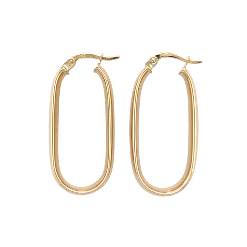 9ct Gold Long Plain Creole Earrings