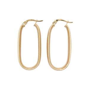 9ct Gold Long Plain Creole Earrings