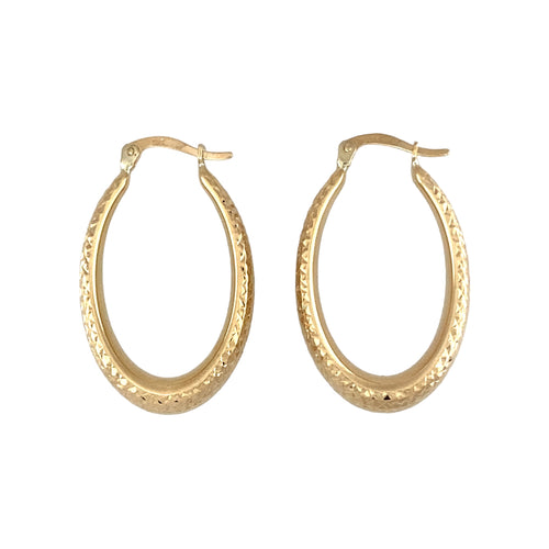 9ct Gold Long Sparkle Creole Earrings