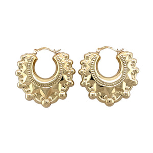 9ct Gold Fancy Gypsy Style Creole Earrings