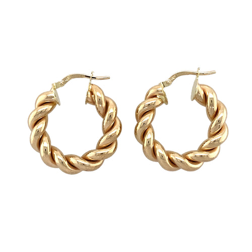 9ct Gold Twisted Hoop Creole Earrings