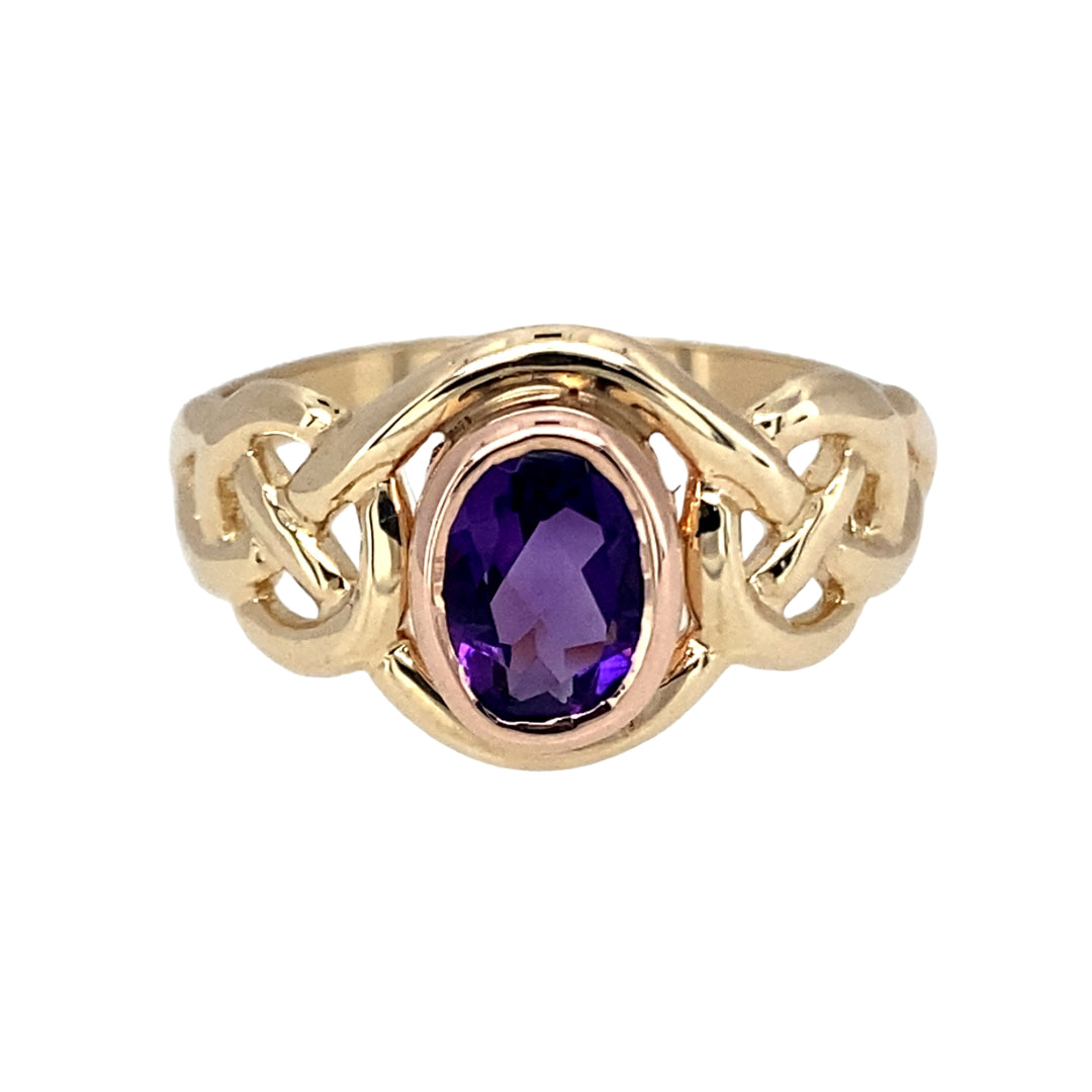 9ct Gold & Amethyst Set Clogau Celtic Knot Birthstone Ring