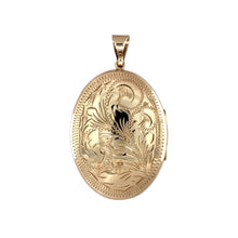 Load image into Gallery viewer, Preowned 9ct Yellow Gold Patterned Large Oval Locket with the weight 9.70 grams. The locket space is approximately 37mm by 28mm
