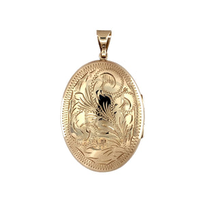 Preowned 9ct Yellow Gold Patterned Large Oval Locket with the weight 9.70 grams. The locket space is approximately 37mm by 28mm