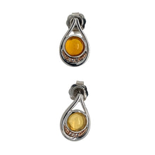 Load image into Gallery viewer, 925 Silver &amp; Orange Stone Set Clogau Teardrop Stud Earrings
