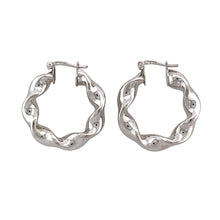 Load image into Gallery viewer, 9ct White Gold Twisted Creole Earrings
